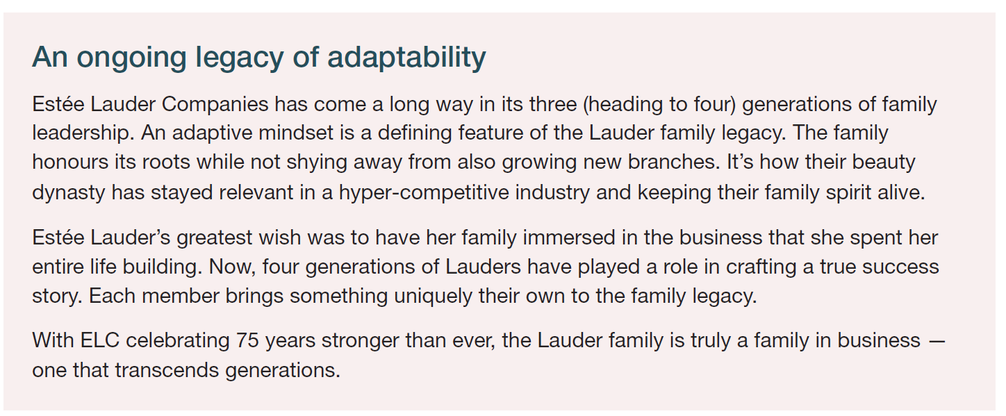 A Family in Business – The Estée Lauder Companies Inc.